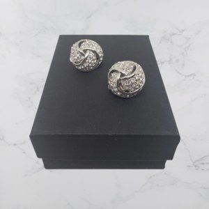 Silver Clear Love Knot Clip-On Earrings (includes spare)